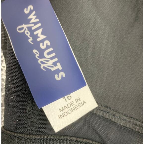 Swimsuits for All Plus Sz 16 Dark Floral Sarong Front H Back One Piece Swimsuit - Picture 4 of 7